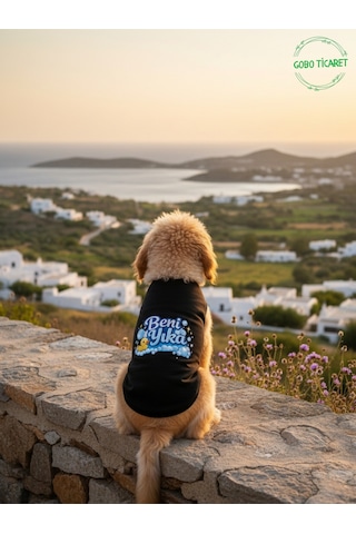 Siyah Beni Yıka Baskılı Kedi Ve Köpek Kıyafeti Evcil Hayvan Tişörtü Elbisesi Large/l/beden 3
