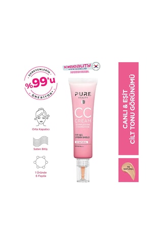 Pure Beauty Aydınlık Verici CC Cream 02 Natural SPF50 30 ML