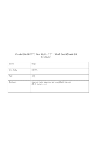 Kendal Kcf295 Masaüstü Fan 40w 12" 1 Saat Zaman Ayarlı