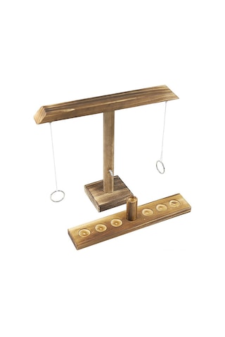 Ximistore9 Orta Boy 30cm Karbonize Ahşap Halka Atma Oyunu - Çift Kişilik Masa Oyunu - El-göz Koordinasyonunu Geliştirir