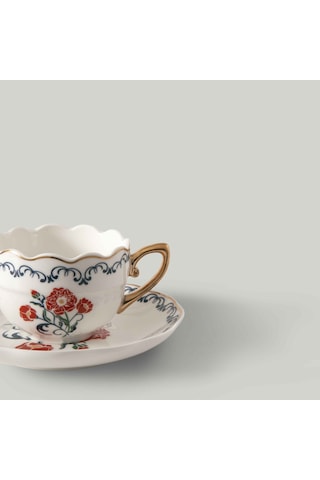 Linens Kael Porselen 4'lü 90 Ml Kahve Fincan Takımı Renkli Çok Renkli