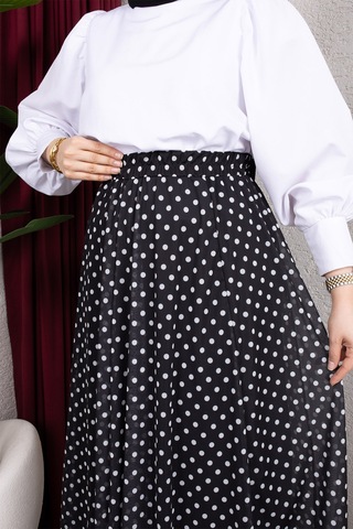 Hira Life Fashion Kadın Astarlı Puantiye Desenli Tül Etek Siyah Siyah