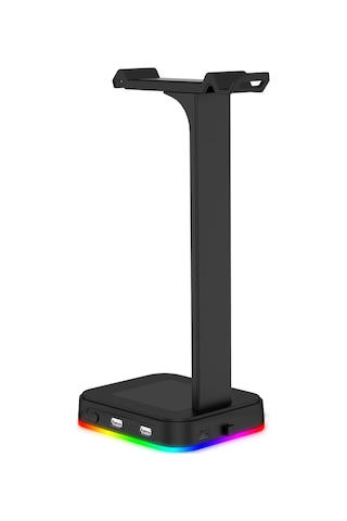 Sones Rgbd9 Rgb Kulaklık Standı Renk Değiştiren Oyuncu Kulaklığı Standı Çift Usb Bağlantı Noktalı Oyuncu Kulaklığı Ekran Standı Siyah