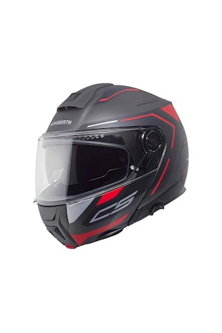Schubert C5 Omega Antrasit Çene Açılır Motosiklet Kask Antrasit - Kırmızı