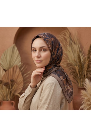Ochre Desen 90x90cm Matte Cotton Eşarp Çok Renkli