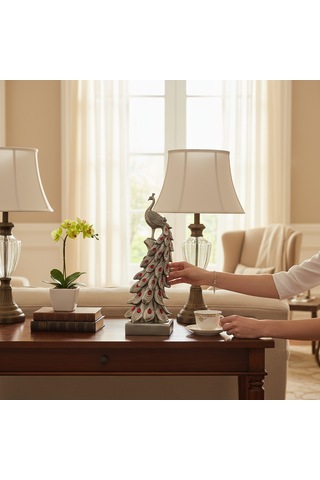 Frefly Store Gümüş Kristal Kuyruklu Tavuskuşu 50 Cm 0