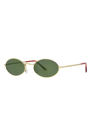 Polarize Oval Güneş Gözlüğü Lilly Oval Polarize Güneş Gözlüğü Altın Çerçeve Yeşil Cam Diğer