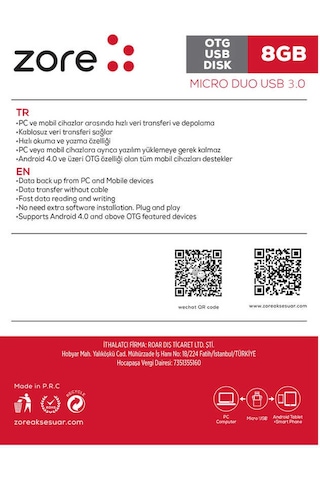 Zore 3.0 Micro Metal Otg 8 Gb