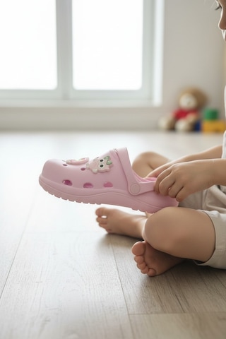 Enoch Kız Çocuk Gökkuşağı Ve Baykuş Figürlü Ortopedik Ultra Hafif Günlük Burnu Kapalı Sabo Terlik Pembe