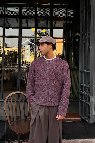 Flaw Örgü Model Triko Kazak Bordo-28488 Bordo