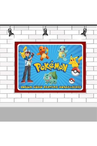 Pokemon Lüks 50x70 Cm Afişli Doğum Günü Süsleri Seti + Pokemon Parti Malzemeleri