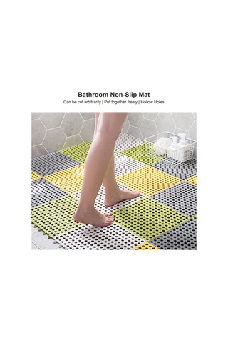 Geekyou Banyo Anti Kayma Puzzle Mat - Esnek Pvc, Hızlı Su Akışı, Masaj Düğmeleri, Serbest Kesim - Sarı Sarı