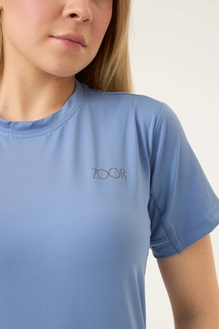 Zoor Kadın Kısa Kol Compression Fitness Gym Spor Body Tshirt Mavi