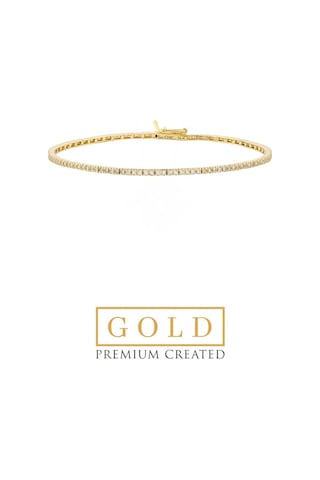 Sarı Altın Sertifikalı Premium Created Taşlı 18 Cm Su Yolu Bileklik