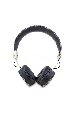 Guess Lisanslı Pu Desenli Metal El Yazısı Logolu Kulak Üstü Bluetooth Kulaklık Siyah