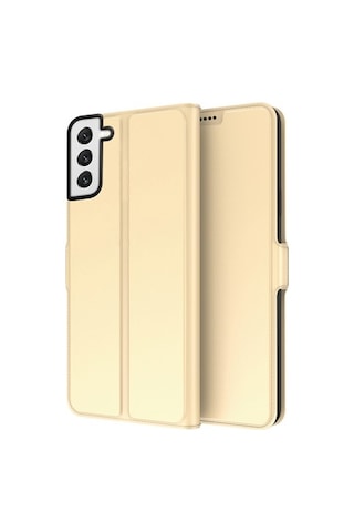 Luckysouk Samsung Galaxy Uyumlu S22 5g Pu Deri Kart Tutucu Folio Flip Case Standı Manyetik Tam Koruma Telefon Kapağı - Altın Mavi Yok Havalandırma Hmdymd