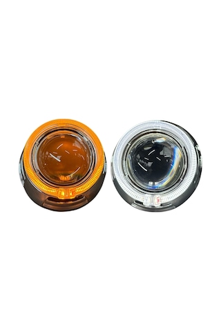 3 İnç Bi Xenon Mercek + Cy6 Model Turuncu Beyaz Sinyalli Angelli Kapak Set