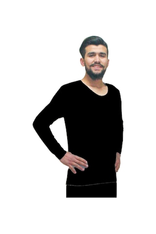 Bora Erkek Pamuk Uzun Kollu İçlik İnterlok Siyah Pamuk İçlik Ceylanoğlu