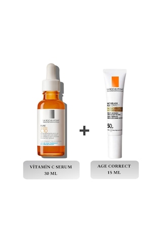 La Roche Pure Vitamin C Serum 30 ML + Anthelios Age Correct Güneş Kremi SPF50 15 ML + Çanta
