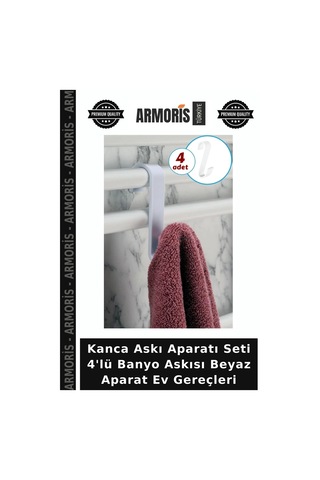 Kanca Askı Aparatı Seti 4'lü Banyo Askısı Beyaz Aparat Ev Gereçleri Çok Renkli
