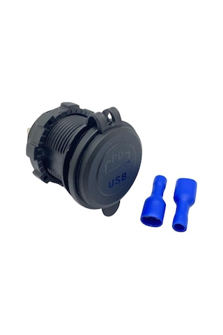 12v-24v Telefon Şarj Cihazı Usb+type-c 3 A Mavi Işık 28 Mm