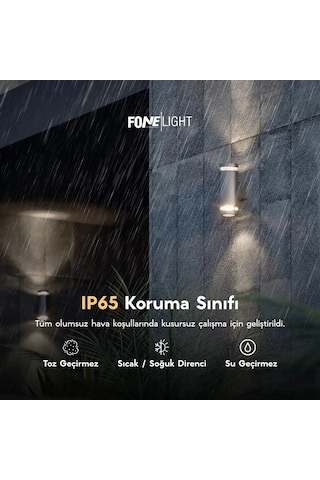 FoneLight Gala Duo 21 cm Çift Yönlü LED Duvar Apliği Antrasit Alüminyum Cam Detaylı IP65 Dış Mekan Bahçe Aydınlatması 3000K