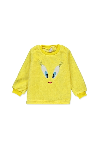 Welsoftlu Peluşlu Civciv Alt Üst Kız Çocuk Takım / Pijama Sarı