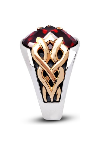 Kuyumcudukkanı Oval Taşlı Bronz Parçalı Elyapımı Gümüş Erkek Yüzük-60010-w-r 26 Beyaz Altın