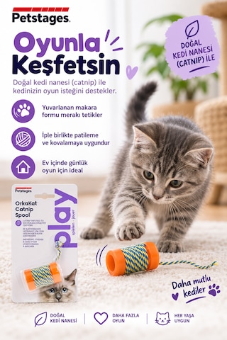 Petstages Orkakat Catnip Spool Catnipli Kedi Oyuncağı - Dayanıklı Ve Güvenli