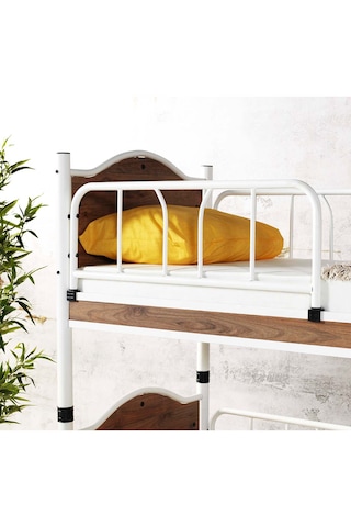 Argimo İnci Baby Çocuk Odası Ahşap Başlık Metal Ranza Ve Karyola Ceviz 90 x 190 CM