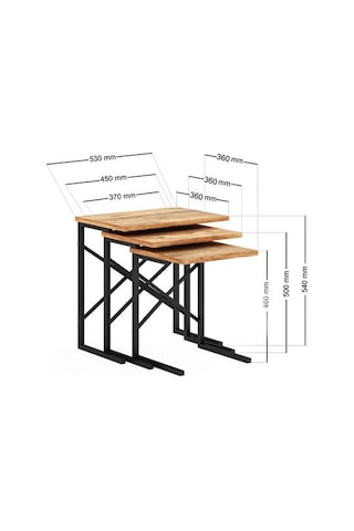 Ceramical Metal Ayaklı X Eco Zigon Sehpa - Atlantik Çam Atlantik Çam