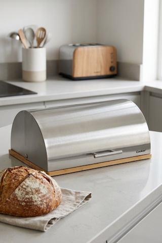 Cooker Silvora Metal Kapaklı Bambu Tabanlı Ekmek Kutusu Ckr4542 Çok Renkli