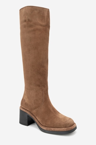 Luvishoes Luvi Shoes Fros Taba Süet Hakiki Deri Kadın Kalın Topuklu Çizme Taba