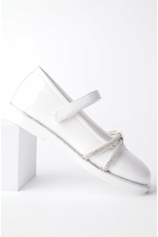 Muggo Unicorn Garantili Günlük Ortopedik Hafif Taban Taşlı Ve Cırtlı Kız Çocuk Babet Beyaz