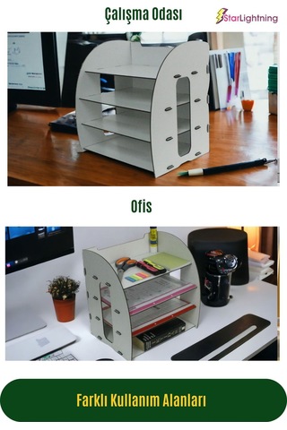 Masa Düzenleyici Organizer Evrak Rafı Masaüstü Organizer Model 6 - Beyaz