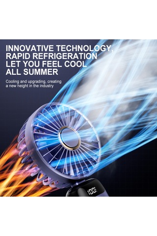 Geekyou Mavi N15 Mini Usb Fanlı Cep Telefonu Tutucu - Led Ekran, 5 Hız Seviyesi, 90 Derece Katlanabilir, Dahili Li-poly Batarya Diğer