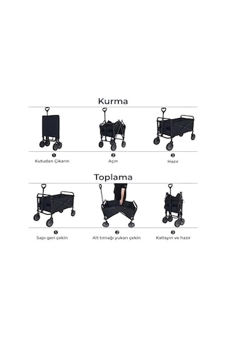 Stiltrend Katlanabilir Eşya Taşıma Arabası Kamp Plaj Ve Bahçe Kullanımına Uygun Çok Renkli