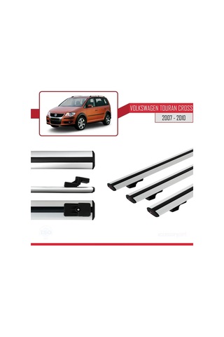 Volkswagen Touran Cross 2007-2010 Arası İle Uyumlu Basic Model Ara Atkı Tavan Barı Gri 3 Adet