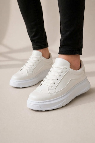DMR Elegance Th Colleciton Jy507 Dara Bağcıklı Cilt Erkek Günlük Sneaker Ayakkabı Cbt Beyaz - 44