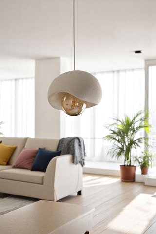 Beton Görünümlü Modern Şık Tarz Avize 25cm Oturma Odası Salon Yatak Odası Rustik Ampul Hediyeli Beyaz