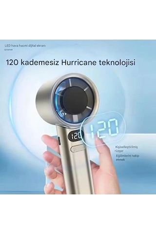Şarjlı Turbo El Fanı Taşınabilir Mini Vantilatör Lcd Göstergeli 5 Kademe Hız Ayarı
