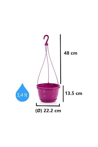 Omnipazar So-sm02 Safir Makrome Askılı Balkon Saksı 3.4 Lt Vişne 6 Adet