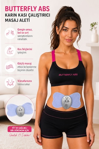 Butterfly Abs Elektro Kas Karın Kası Çalıştırıcı Masaj Aleti Mavi