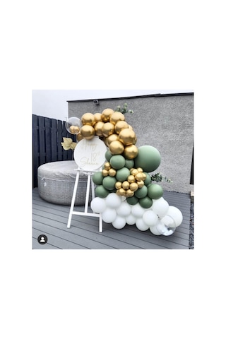 Krom Gold Pastel Küf Yeşili Beyaz Balon Zinciri 100 Adet Mix Krom Gold Pastel Küf Yeşili Beyaz Balon Zinciri 100 Adet Mix