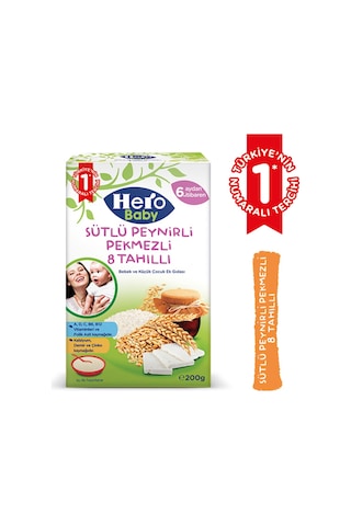 Hero Baby Sütlü 8 Tahıllı Peynirli Pekmezli 6+ Ay Kaşık Maması 200 G