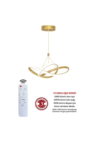 Ransom Gold Kumandalı Dimmerli 4 Modlu Modern Sarkıt Led Avize Gold