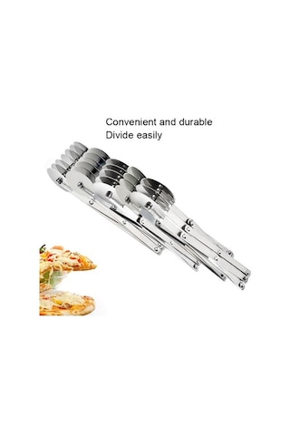 Primepickings Paslanmaz Çelik Geri Çekilebilir Pizza Bıçağı, 5 Tekerlekli, Çok Amaçlı, Uygun Herkes İçin Diğer