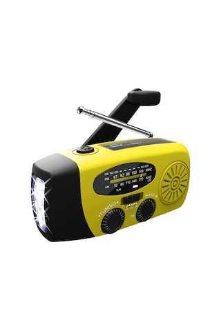 Dofolink Güneş Enerjili El Crank Acil Radyo, Noaa/am/fm Alıcısı, 3 Led Feneri, Avrupa Versiyonu, Sarı