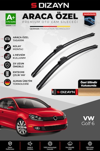 S-dizayn Vw Golf 6 Ön Cam Silecek Seti 2008-2012 Premium Araca Özel 60-48 Cm A+ Kalite