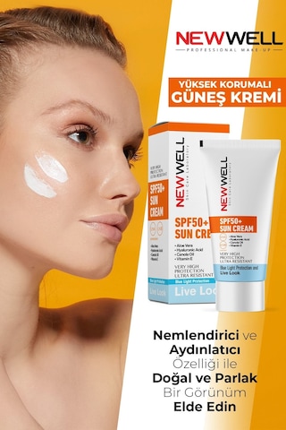 New Well Yüksek Koruma Spf 50+ Aloe Vera Güneş Kremi 50 ML